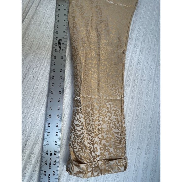 Sigrid Olsen Collection Womens Ivory Gold Jacquard Cropped Pants Formal Wear - Picture 7 of 8